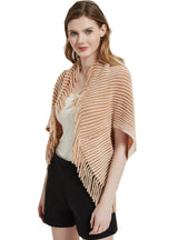 Ribbed Striped Knitted Cardigan Shawl