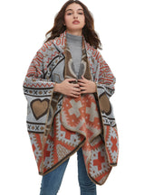 Cashmere-like Jacquard Flanged Hooded Shawl