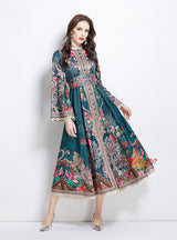 Stand-up collar Flared Sleeves Dress