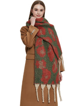 Coarse Tassel Jacquard Leopard Scarf