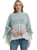 Bat Sleeve Sweater Hooded Striped Cloak Shawl