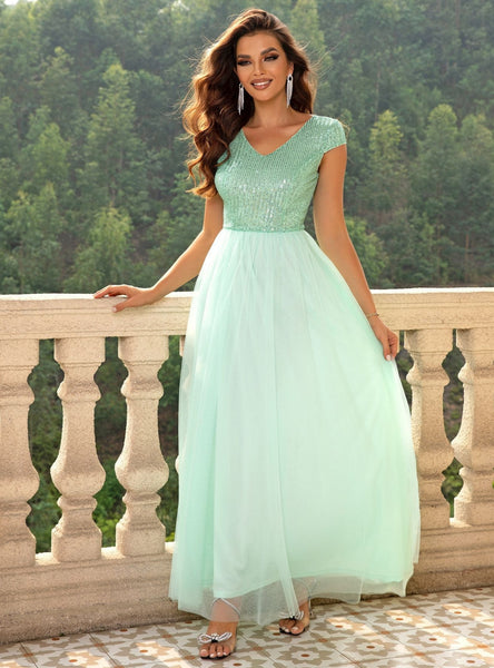 Chiffon Stitching Sequined Dress
