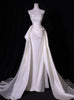 White Mermaid Satin Pleats Strapless Wedding Dress