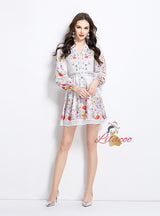 Retro Lace Stitching V-neck Dress