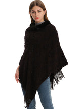 Sequined Solid Color Pullover Knitted Cloak