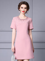 Pink Short Sleeve Mother Of The Bride Dress