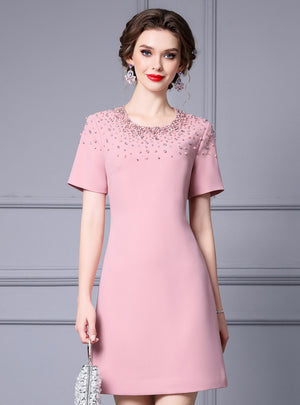 Pink Short Sleeve Mother Of The Bride Dress