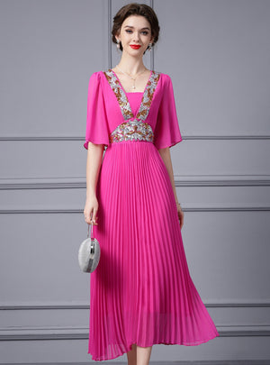 Fuchsia Chiffon Sequins Mother Of The Bride Dress