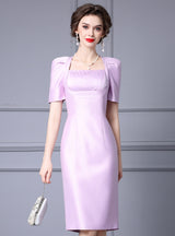Red Satin Pleats Mother Of The Bride Dress