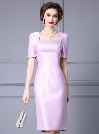 Red Satin Pleats Mother Of The Bride Dress