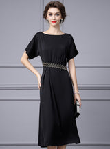 Black Short Sleeve Mother Of The Bride Dress