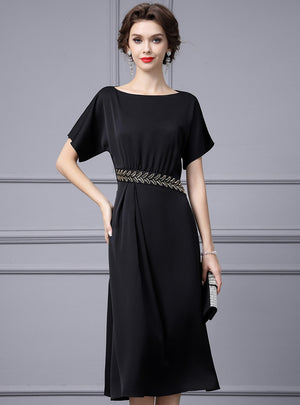 Black Short Sleeve Mother Of The Bride Dress