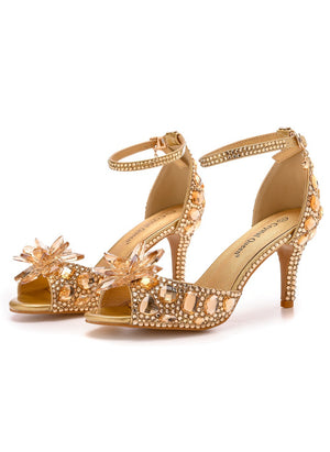 Crystal Rhinestone Stiletto High-heeled Sandals