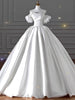 White Satin Pleats Beading Wedding Dress