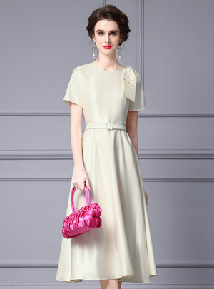 Beige Short Sleeve Mother Of The Bride Dress