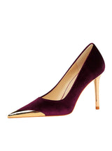 Women's High Heel Metal Pointed Suede Shoes