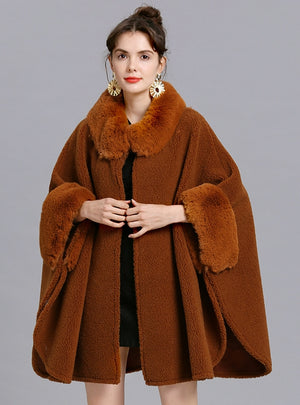 Loose Granular Cashmere Woolen Cloak Coat