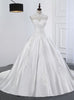 White Satin High Neck Backless Wedding Dress
