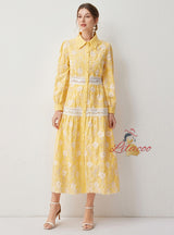 Long Sleeve Button Lace Dress