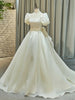 White Organza Short Sleeve Wedding Dress