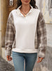 Casual Retro Plaid Stitching Loose Top