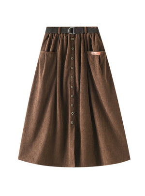 Corduroy Medium and Long High Waist Skirt