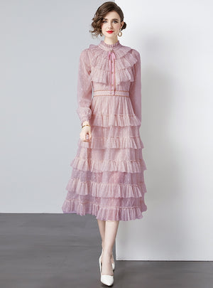 Long Sleeve Tiers Cake Dress