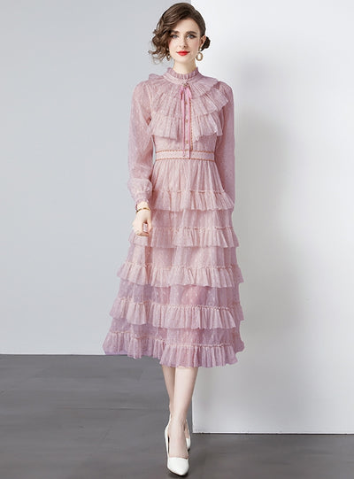 Long Sleeve Tiers Cake Dress