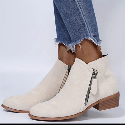 Suede Double-sided Zipper Booties