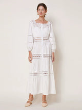 Hollow Lace Ruffled Long-sleeved Dress