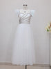 White Gauze Tulle Beading Long Dress