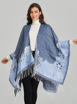 Fringed Floret Warm Split Sape Shawl
