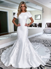 White Mermaid Satin Puff Sleeve Wedding Dress