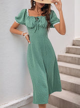 A-line Square Neck Split Dress