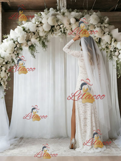 White Mermaid Lace Long Sleeve Split Wedding Dress