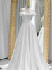 A-Line White Satin Pleats Wedding Dress