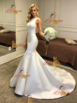 White Mermaid Satin Wedding Dress