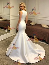 White Mermaid Satin Wedding Dress