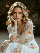White Mermaid Long Sleeve Lace Wedding Dress