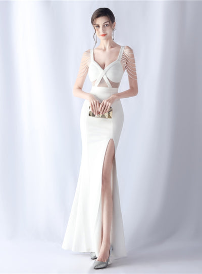 Sexy Straps Split Beading Prom Dress