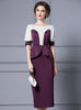 Purple Short Sleeve Beading Mother Of The Bride Dress
