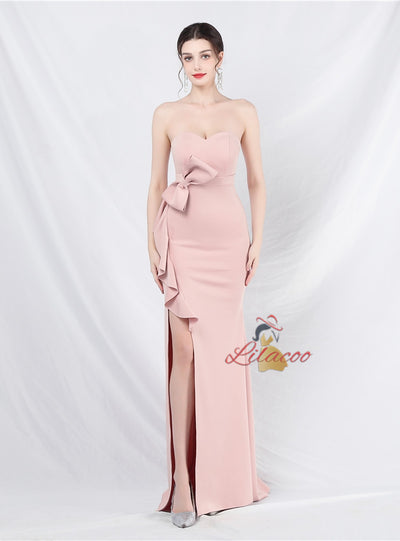 Mermaid Strapless Bow Prom Dress