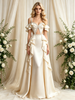 Ivory Satin Straps Beading Wedding Dress