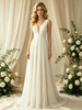 Ivory V-neck Pleats Wedding Dress