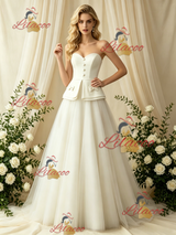 Ivory Tulle Strapless Bow Wedding Dress