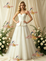 Ivory Tulle Strapless Bow Wedding Dress