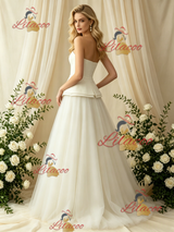 Ivory Tulle Strapless Bow Wedding Dress