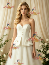 Ivory Tulle Strapless Bow Wedding Dress
