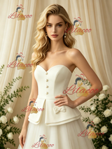 Ivory Tulle Strapless Bow Wedding Dress