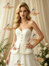 Ivory Tulle Strapless Bow Wedding Dress